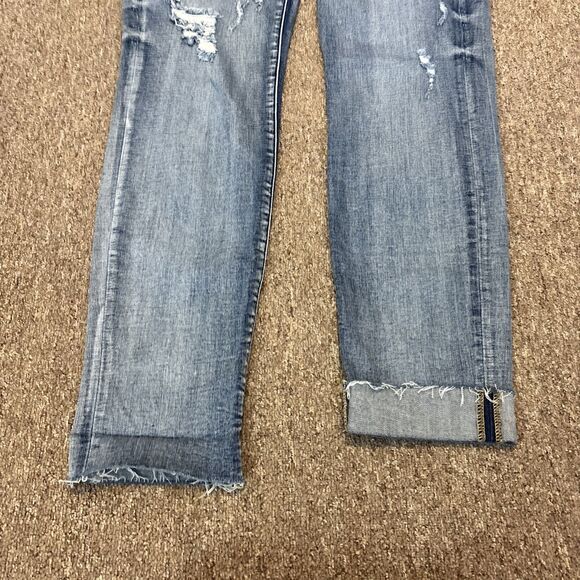 Judy Blue Jeans Womens 29 Boyfriend Mid Rise Dark Wash Distressed Stretch Denim - Picture 7 of 12